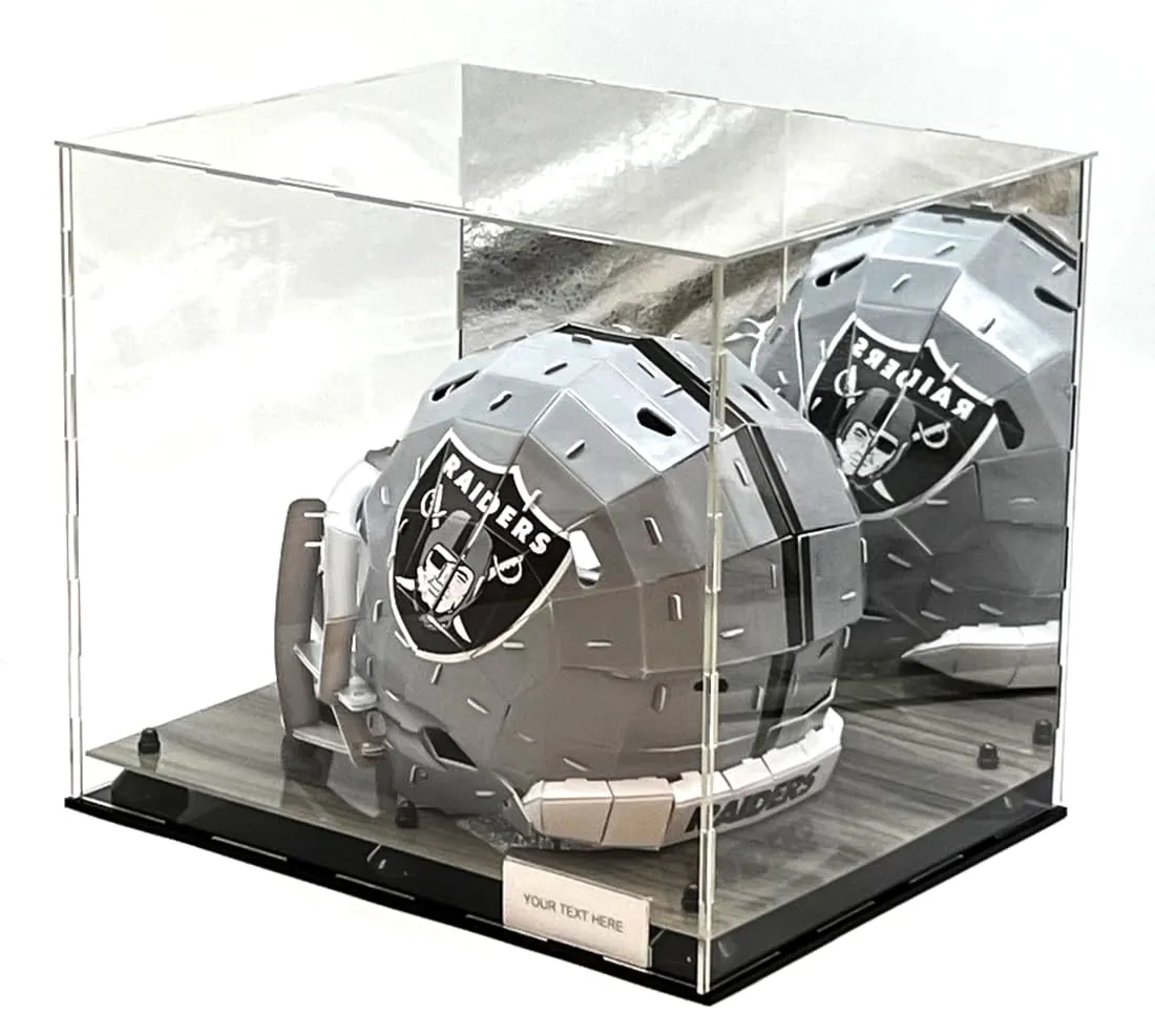 Football Helmet Acrylic Display Case Box Mirror 2 Level Riser Showcase Shoes UV Protection