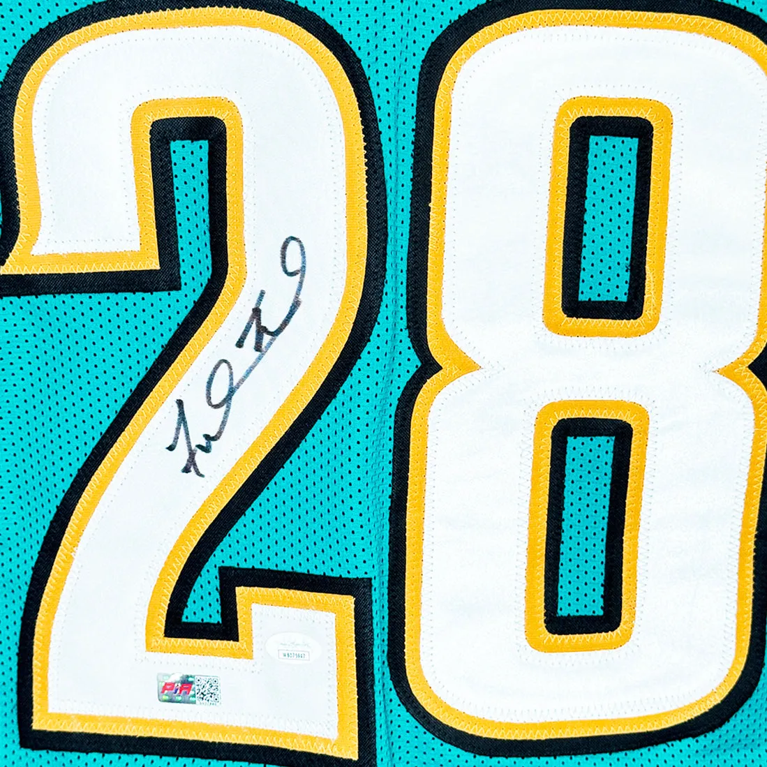 Fred Taylor Signed Jacksonville Teal Football Jersey (JSA)