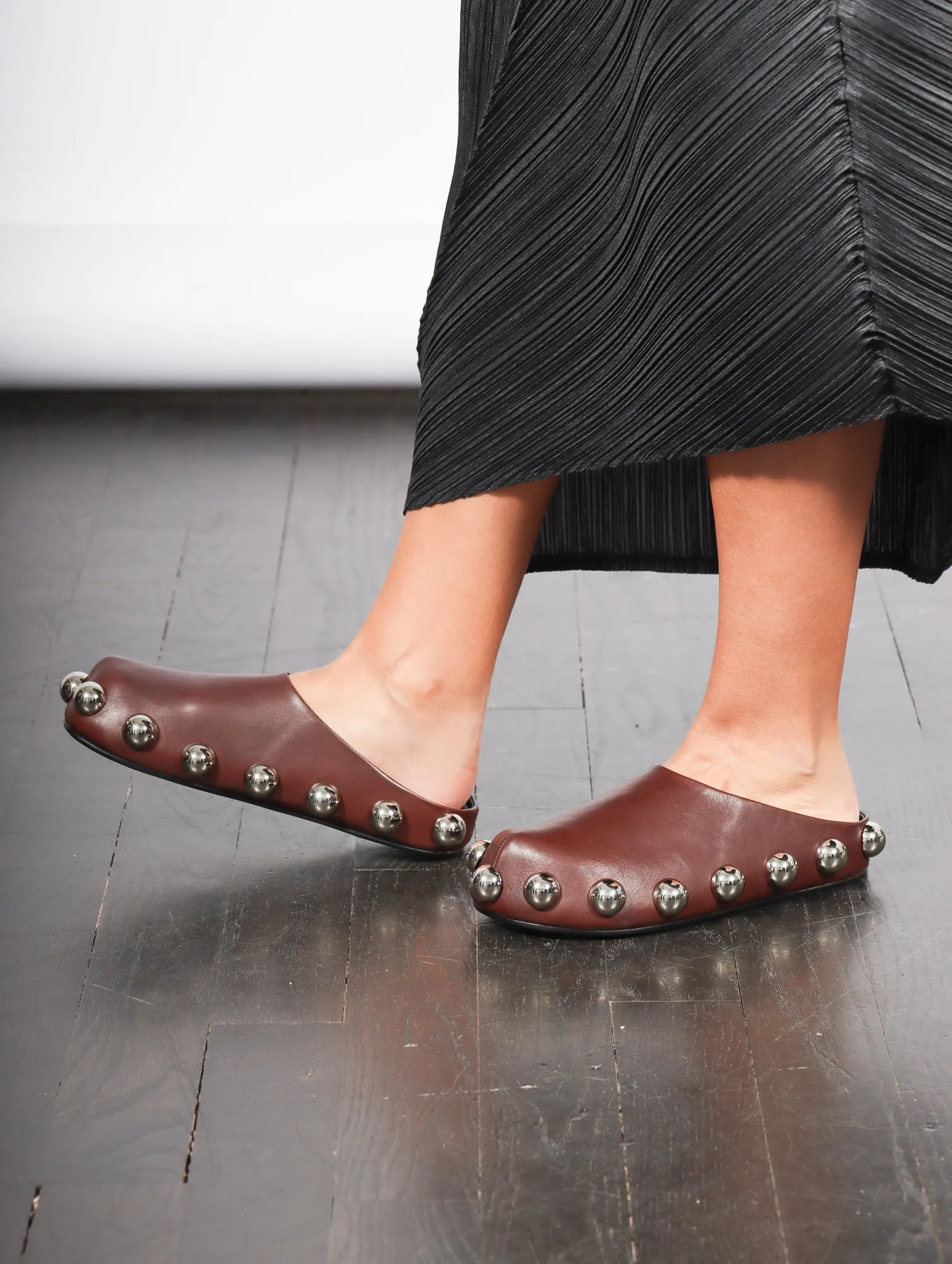 Gabi Embellished Clog in Brown & Silver by A.W.A.K.E. Mode