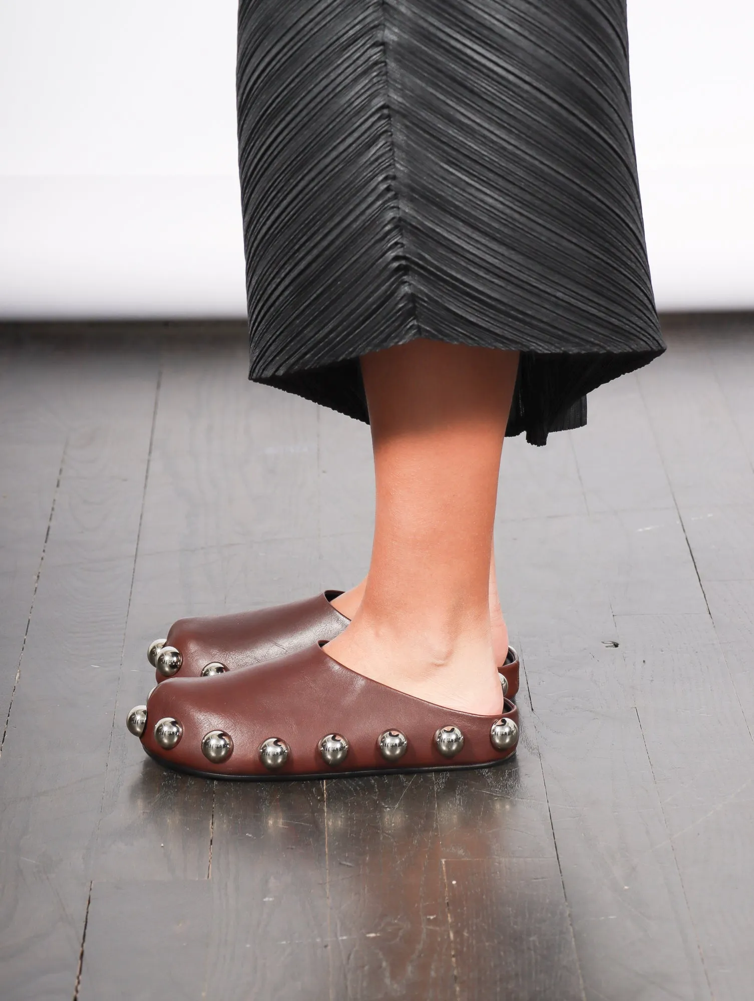 Gabi Embellished Clog in Brown & Silver by A.W.A.K.E. Mode