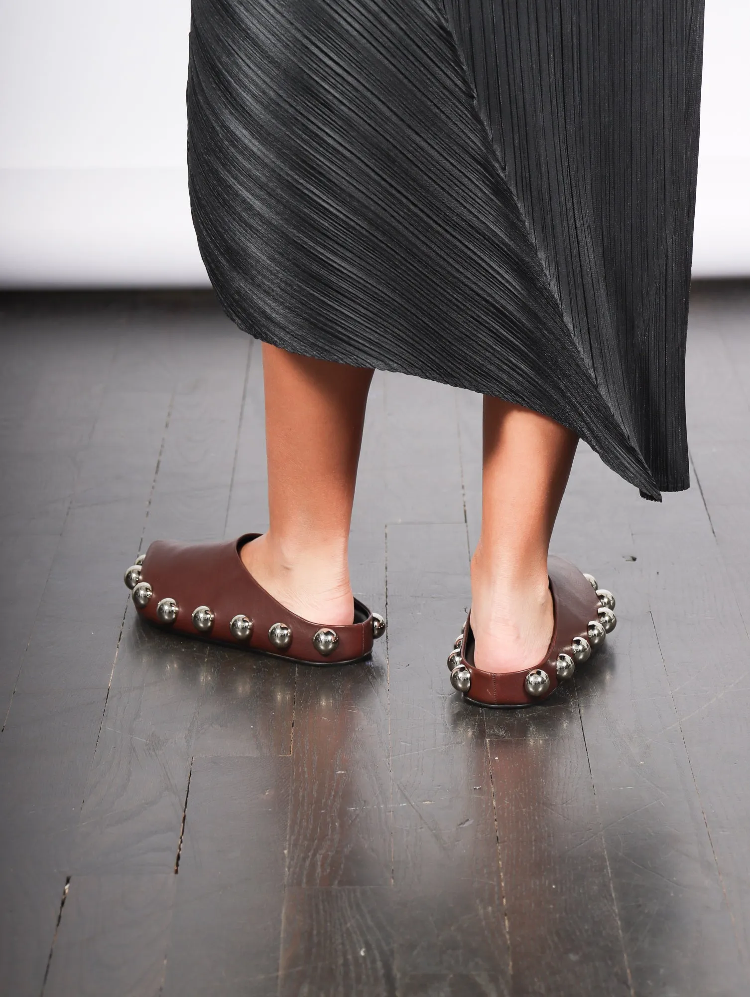 Gabi Embellished Clog in Brown & Silver by A.W.A.K.E. Mode