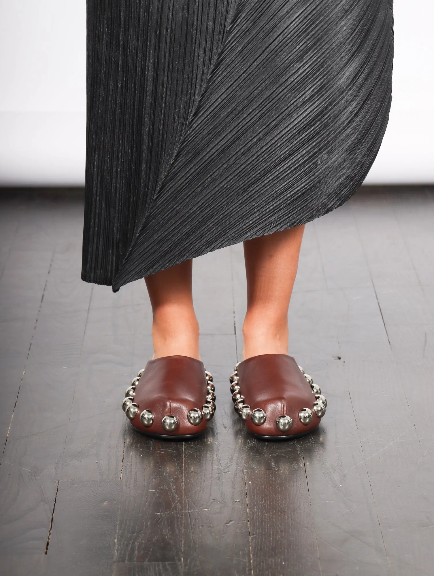 Gabi Embellished Clog in Brown & Silver by A.W.A.K.E. Mode