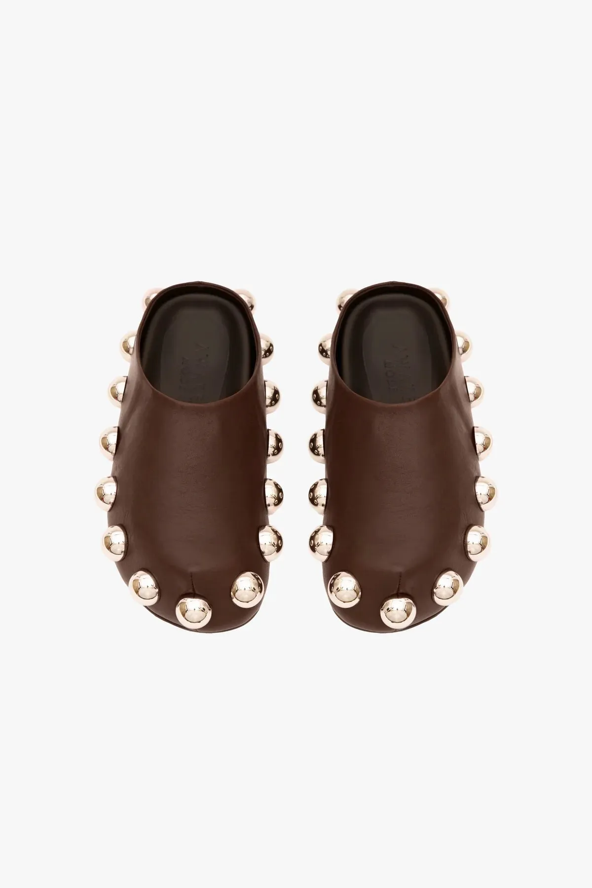 Gabi Embellished Clog in Brown & Silver by A.W.A.K.E. Mode