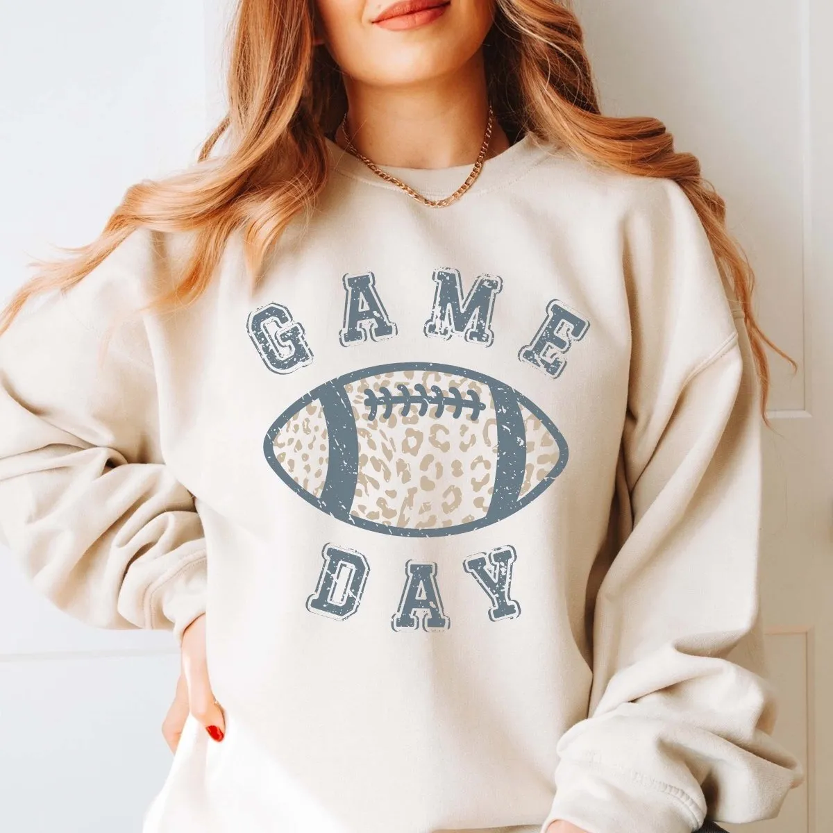 Game Day Leopard Football Wholesale Sweatshirt - Quick Shipping