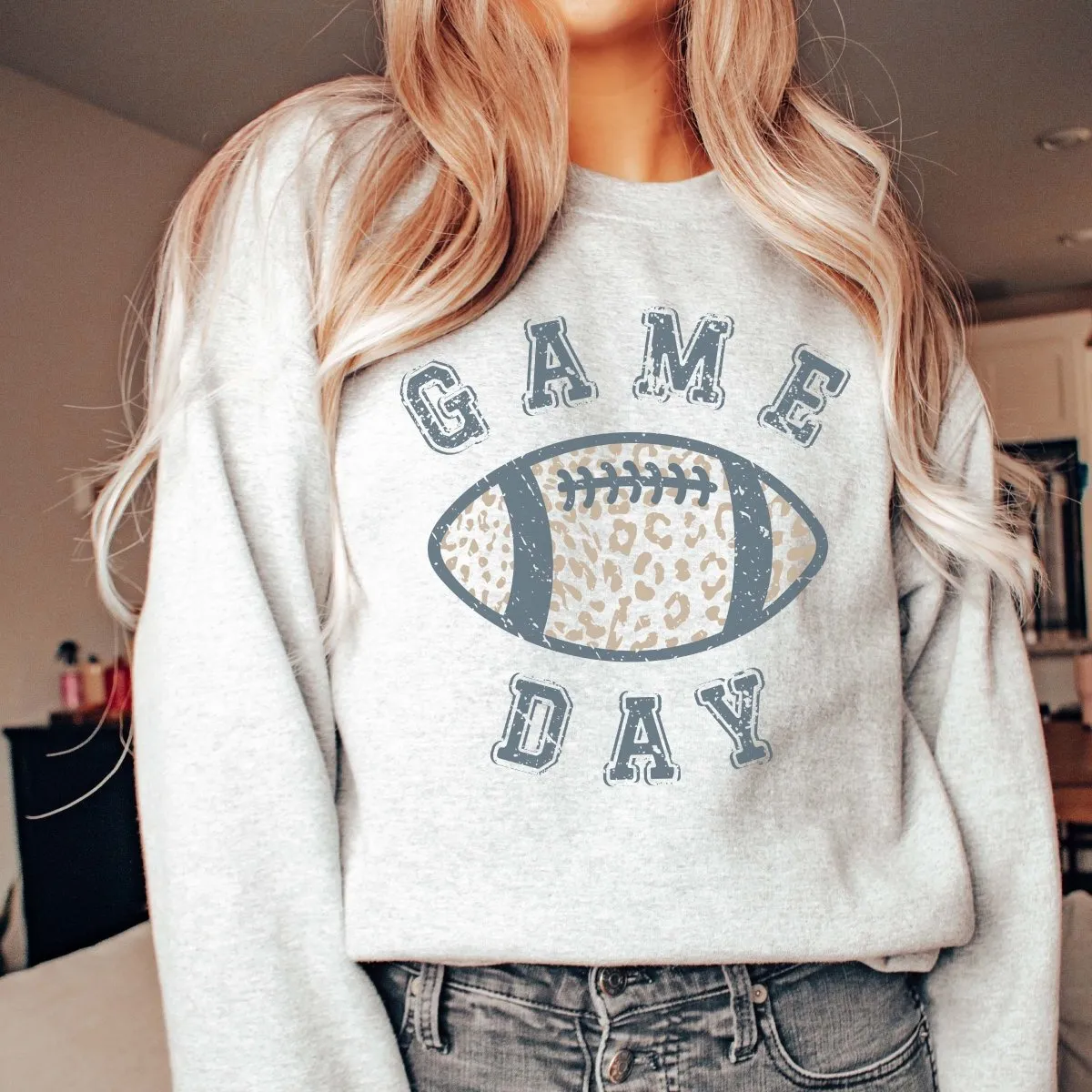 Game Day Leopard Football Wholesale Sweatshirt - Quick Shipping