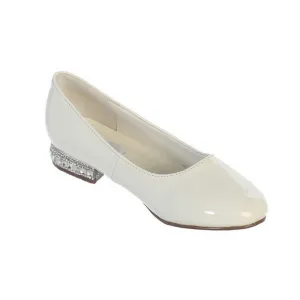 Girls Ivory Glitter Rhinestone Jeweled Heel Patent Leather Flats 1 Kids