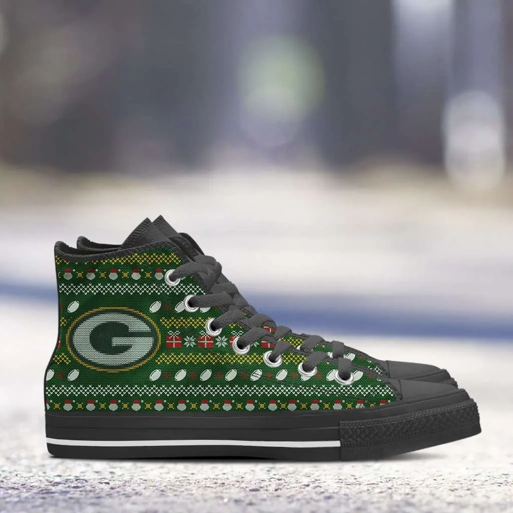 Green Bay Packers Ugly Christmas Style Canvas High Top Shoes