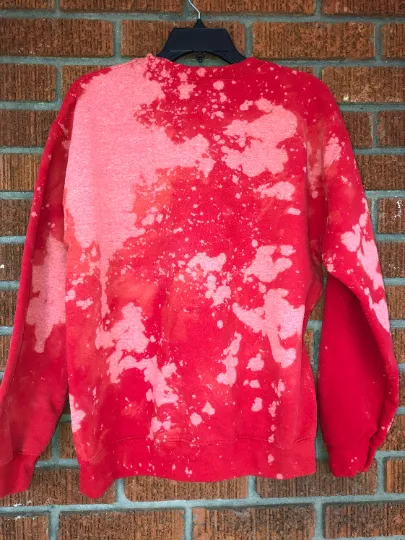 Handmade San Francisco 49ers Red or Black Hand Bleached Crew Neck Sweatshirt