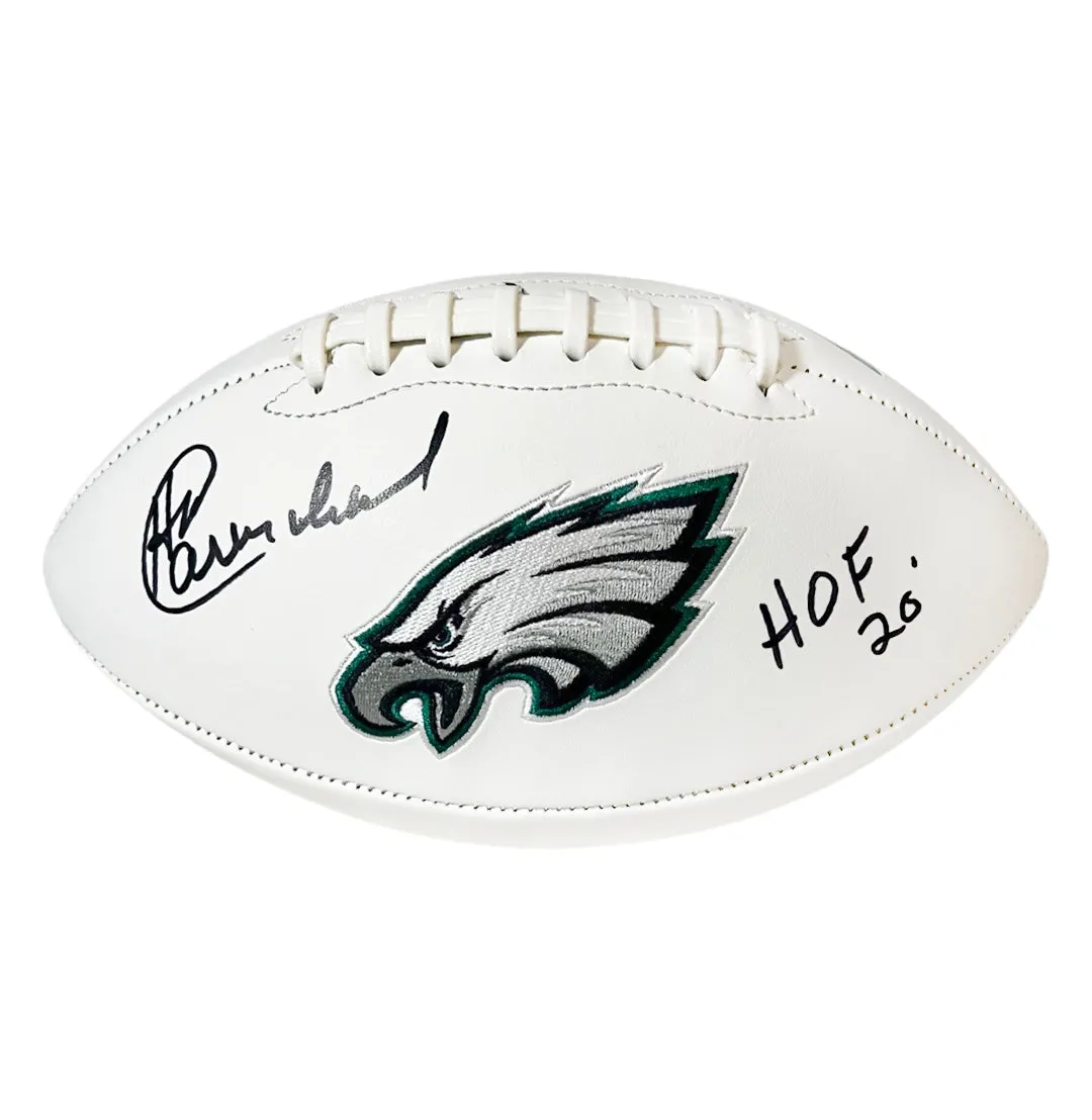 Harold Carmichael Signed HOF 20 Inscription Philadelphia Eagles Official NFL Team Logo White Football (Beckett)