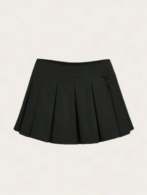 High Waisted Pleated Tennis Skirt In Black