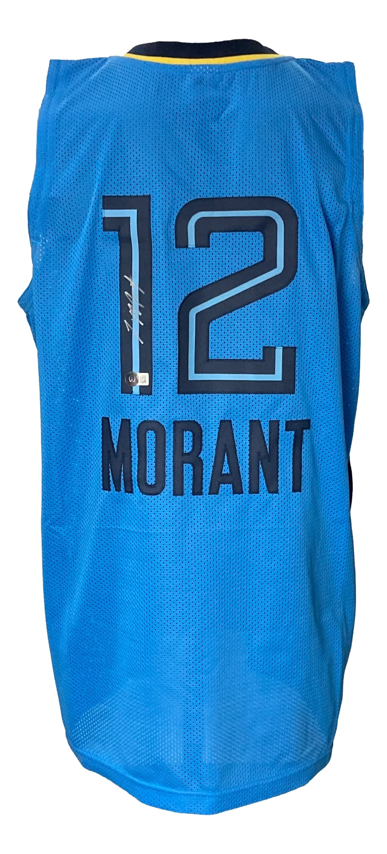 Ja Morant Signed Memphis Light Blue Pro-Style Basketball Jersey BAS