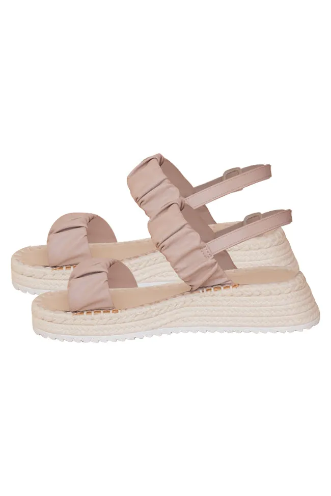 Jana Ruched Double Strap Birch Wedges  FINAL SALE