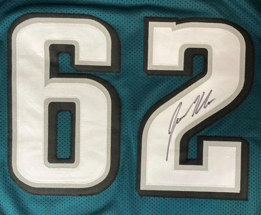 Jason Kelce Philadelphia Twice Signed Green Football Jersey PSA ITP Hologram