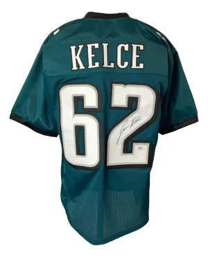 Jason Kelce Philadelphia Twice Signed Green Football Jersey PSA ITP Hologram