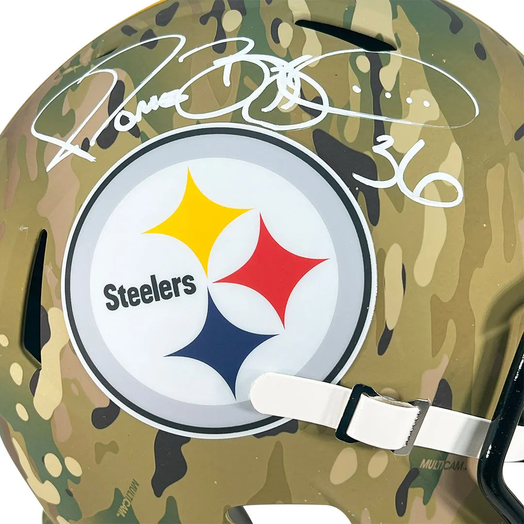 Jerome Bettis Signed Pittsburgh Steelers Camo Speed Full-Size Replica Football Helmet (Beckett)