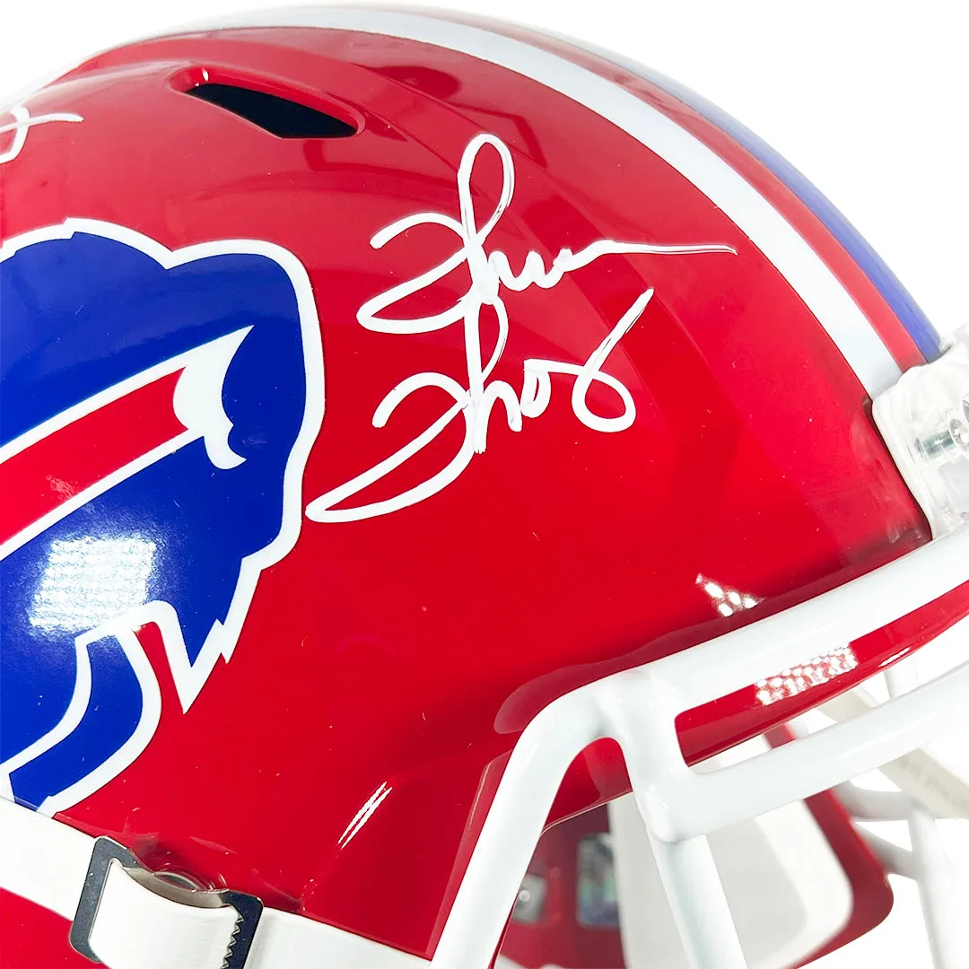 Jim Kelly Thurman Thomas Signed Buffalo Bills Throwback 1987-01 Speed Full-Size Replica Football Helmet (Beckett)