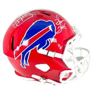 Jim Kelly Thurman Thomas Signed Buffalo Bills Throwback 1987-01 Speed Full-Size Replica Football Helmet (Beckett)