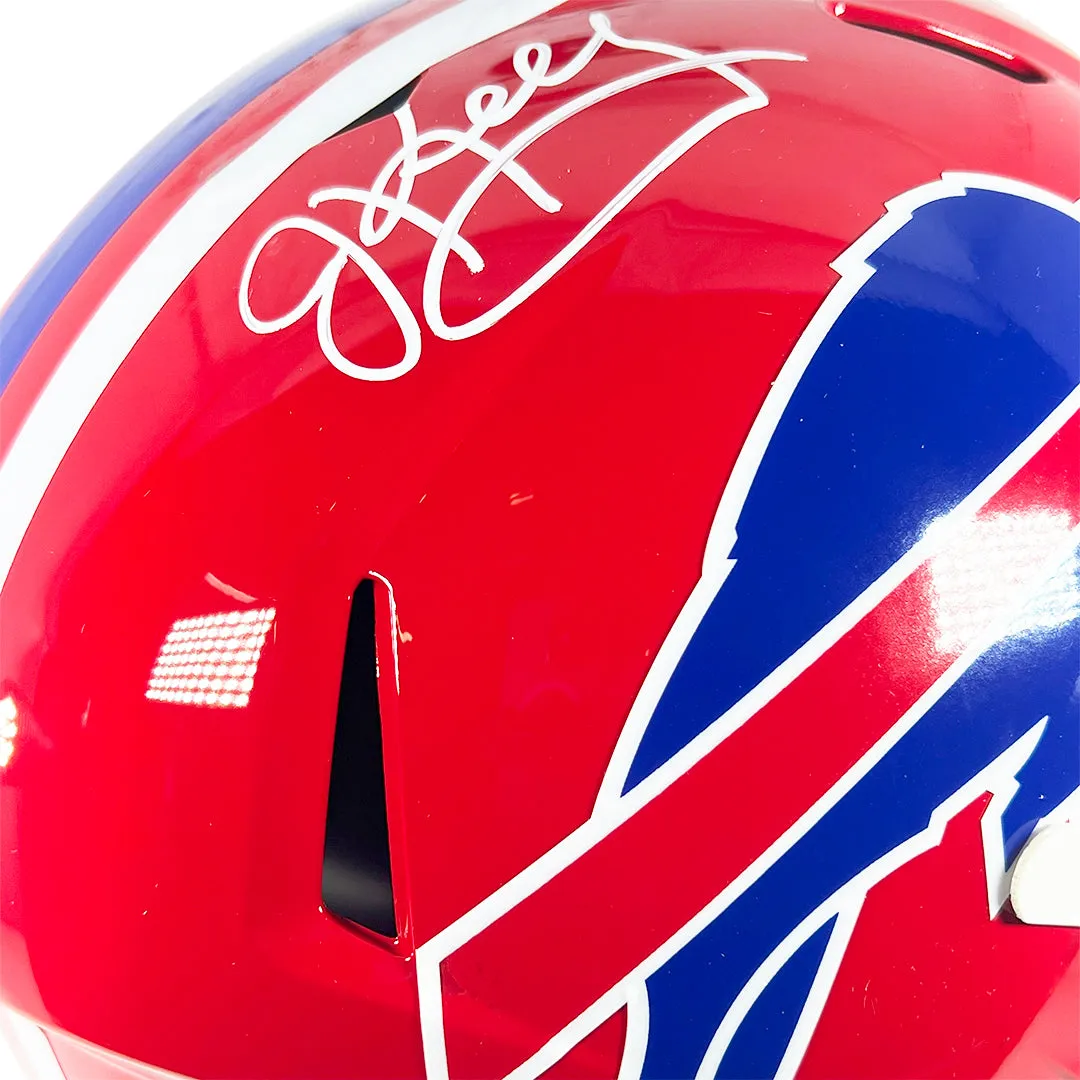 Jim Kelly Thurman Thomas Signed Buffalo Bills Throwback 1987-01 Speed Full-Size Replica Football Helmet (Beckett)