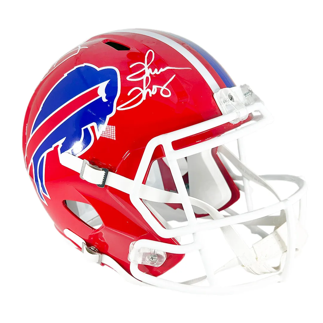 Jim Kelly Thurman Thomas Signed Buffalo Bills Throwback 1987-01 Speed Full-Size Replica Football Helmet (Beckett)