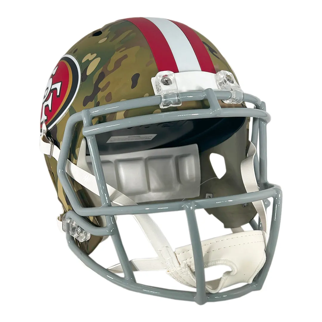 Joe Montana Signed San Francisco 49ers Camo Speed Full-Size Replica Football Helmet (Beckett)