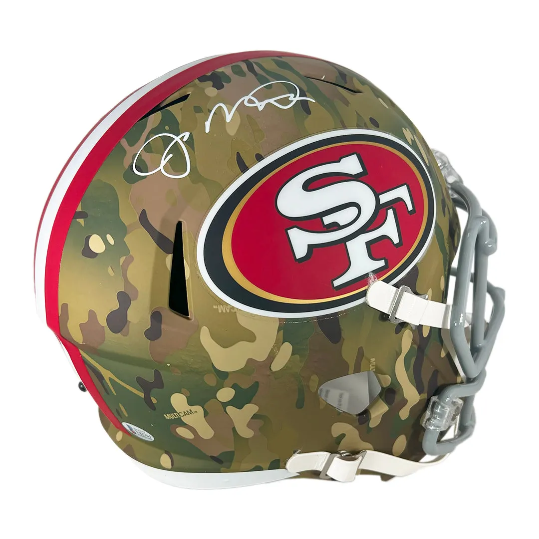 Joe Montana Signed San Francisco 49ers Camo Speed Full-Size Replica Football Helmet (Beckett)