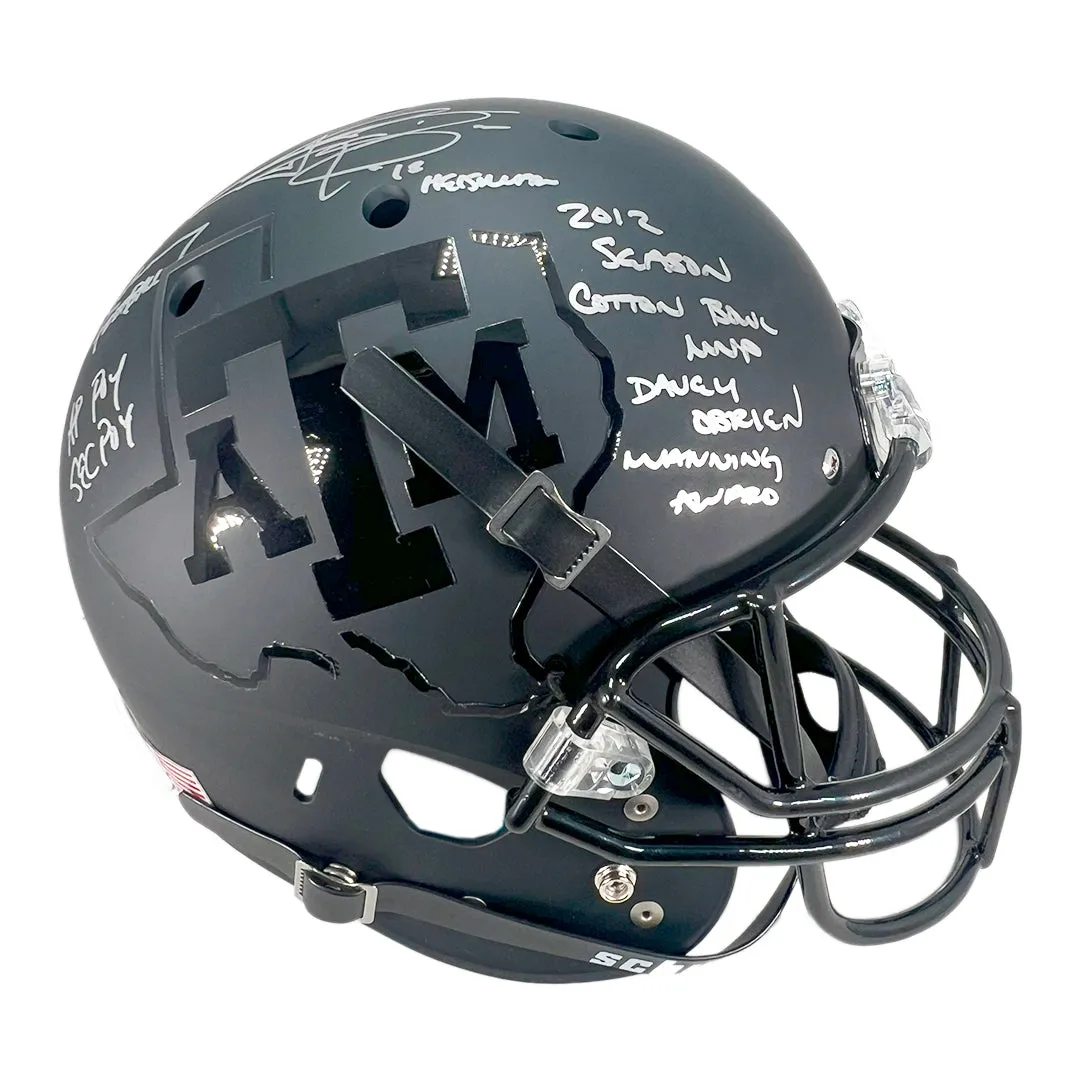 Johnny Manziel Signed Multiple Awards Inscription Texas A&M Authentic Black Full-Size Schutt Replica Football Helmet (JSA)