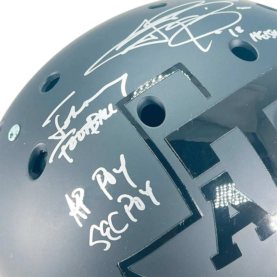 Johnny Manziel Signed Multiple Awards Inscription Texas A&M Authentic Black Full-Size Schutt Replica Football Helmet (JSA)