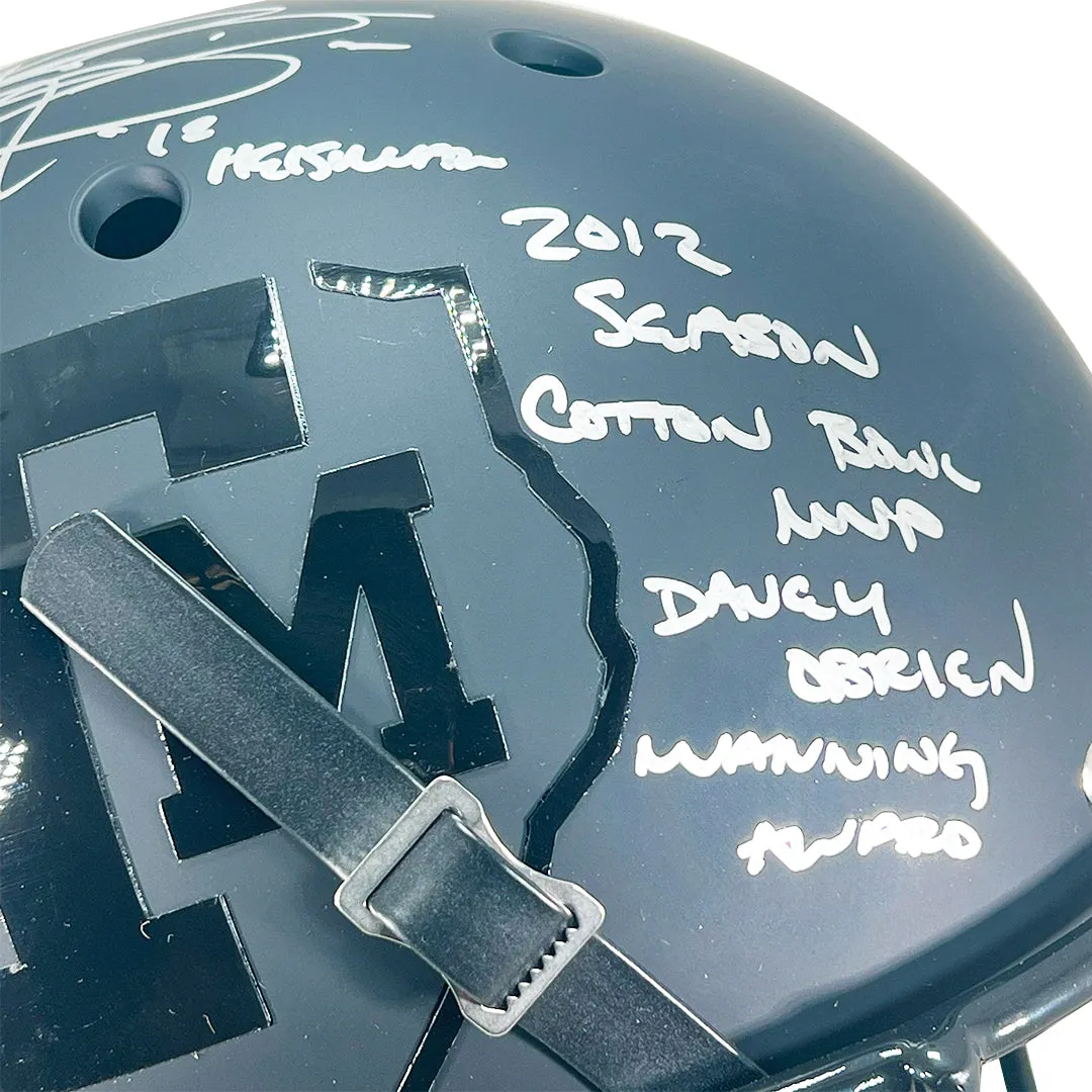 Johnny Manziel Signed Multiple Awards Inscription Texas A&M Authentic Black Full-Size Schutt Replica Football Helmet (JSA)