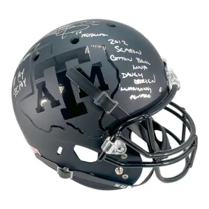 Johnny Manziel Signed Multiple Awards Inscription Texas A&M Authentic Black Full-Size Schutt Replica Football Helmet (JSA)