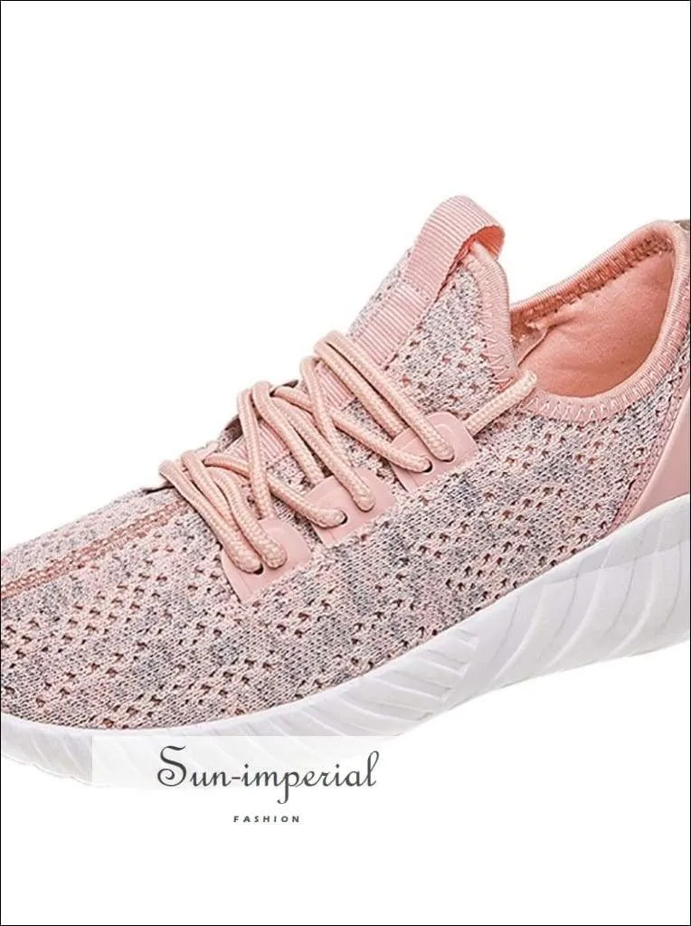 Kancoold Women's Woven Fashion Mesh Breathable Casual Shoes Ladies Lace-up Sneakers Running Shoes