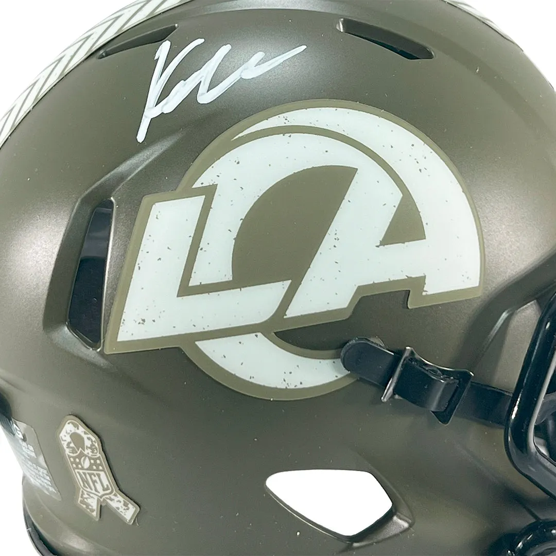 Kyren Williams Signed Los Angeles Rams Salute to Service Mini Football Helmet (Beckett)