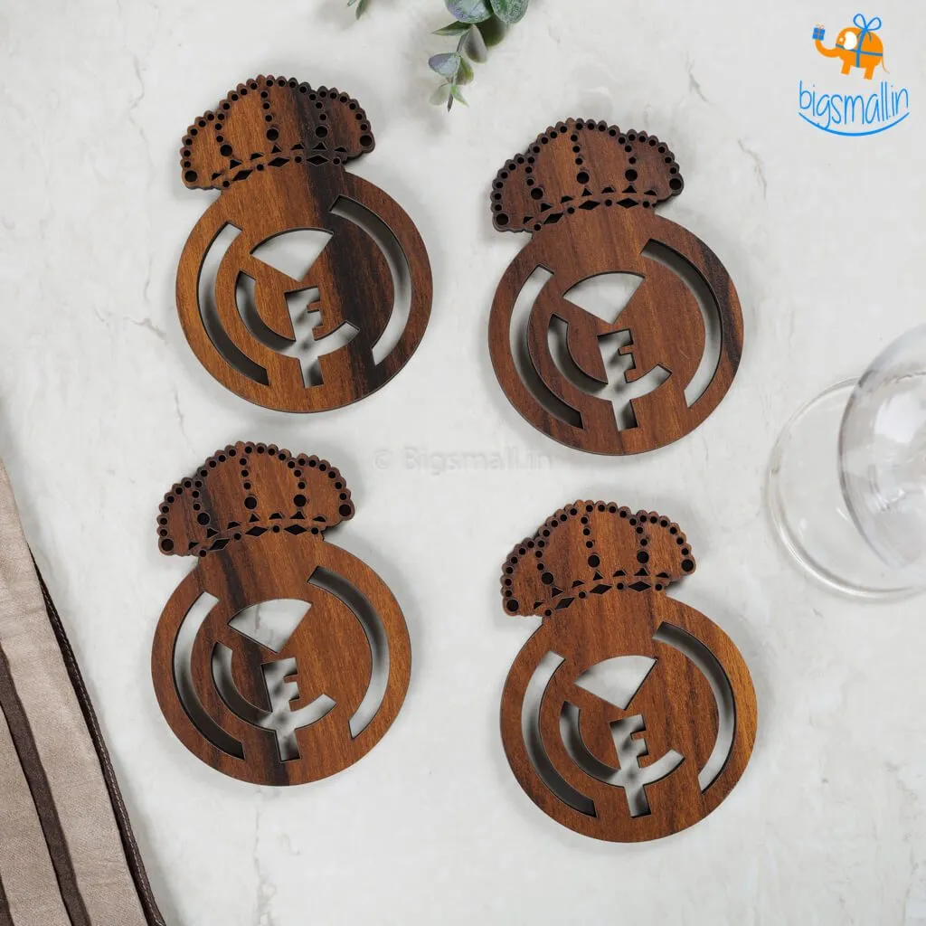 Laser Cut Real Madrid Wooden Coasters - Set of 4