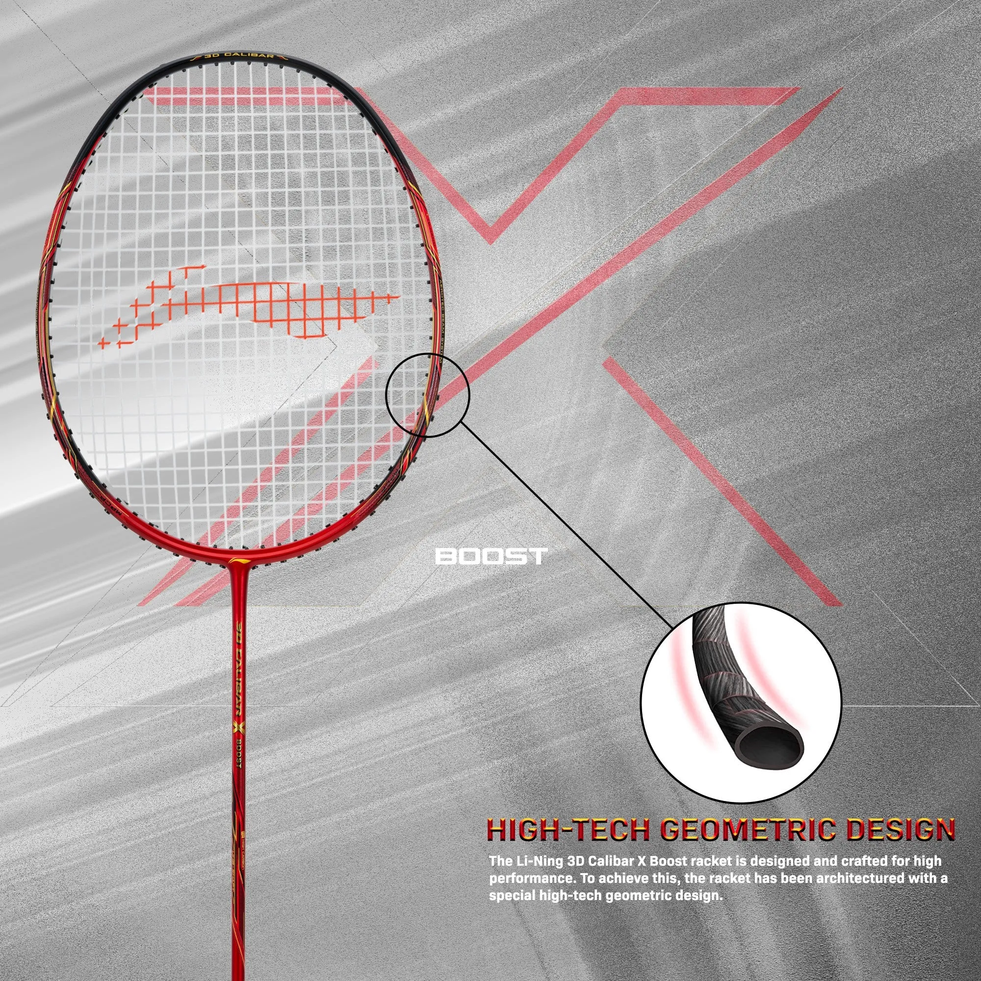 Li-Ning 3D Calibar X Boost Carbon Graphite Strung Badminton Racquet (Black / Grey / White)