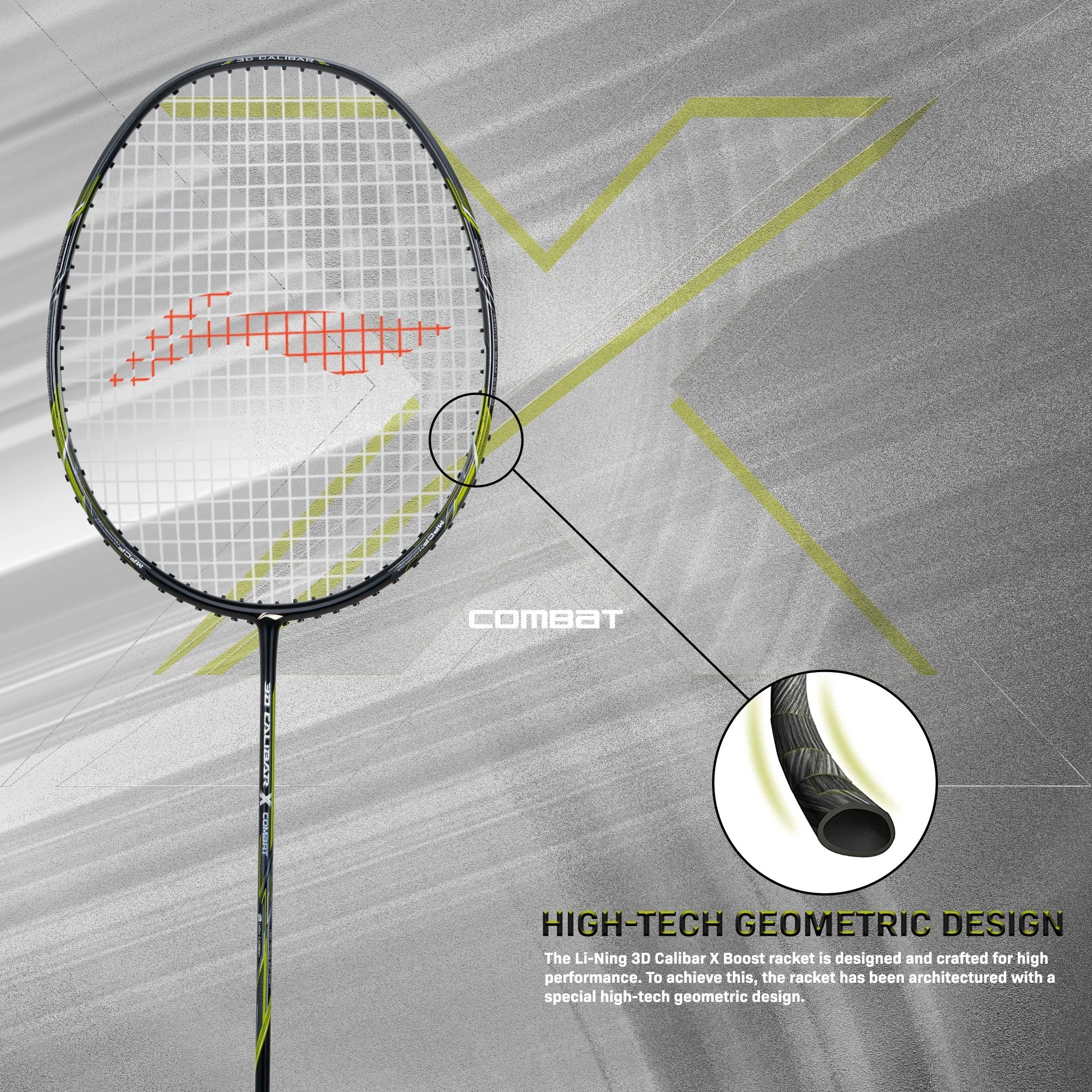 Li-Ning 3D Calibar X Combat Carbon Graphite Strung Badminton Racquet (Multicolor)