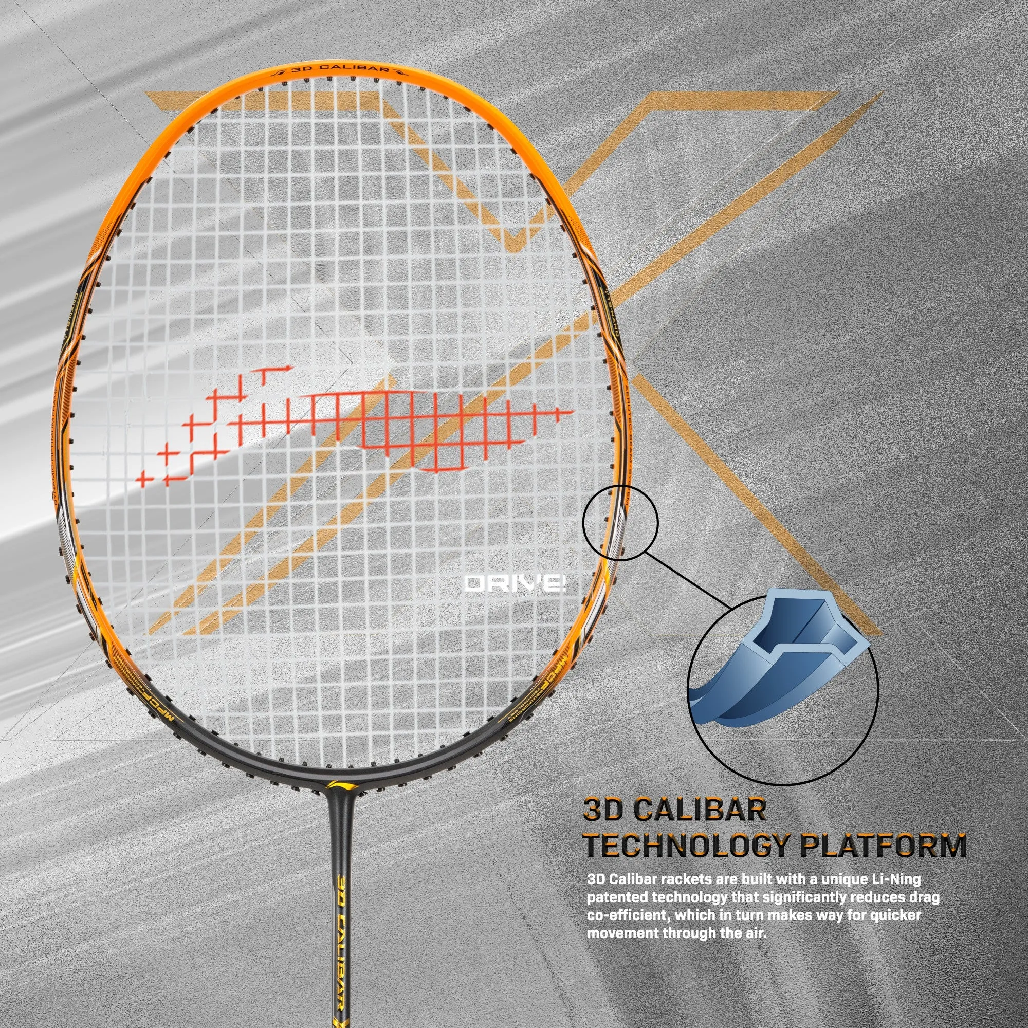 Li-Ning 3D Calibar X Drive Carbon Graphite Strung Badminton Racquet (Multicolor)