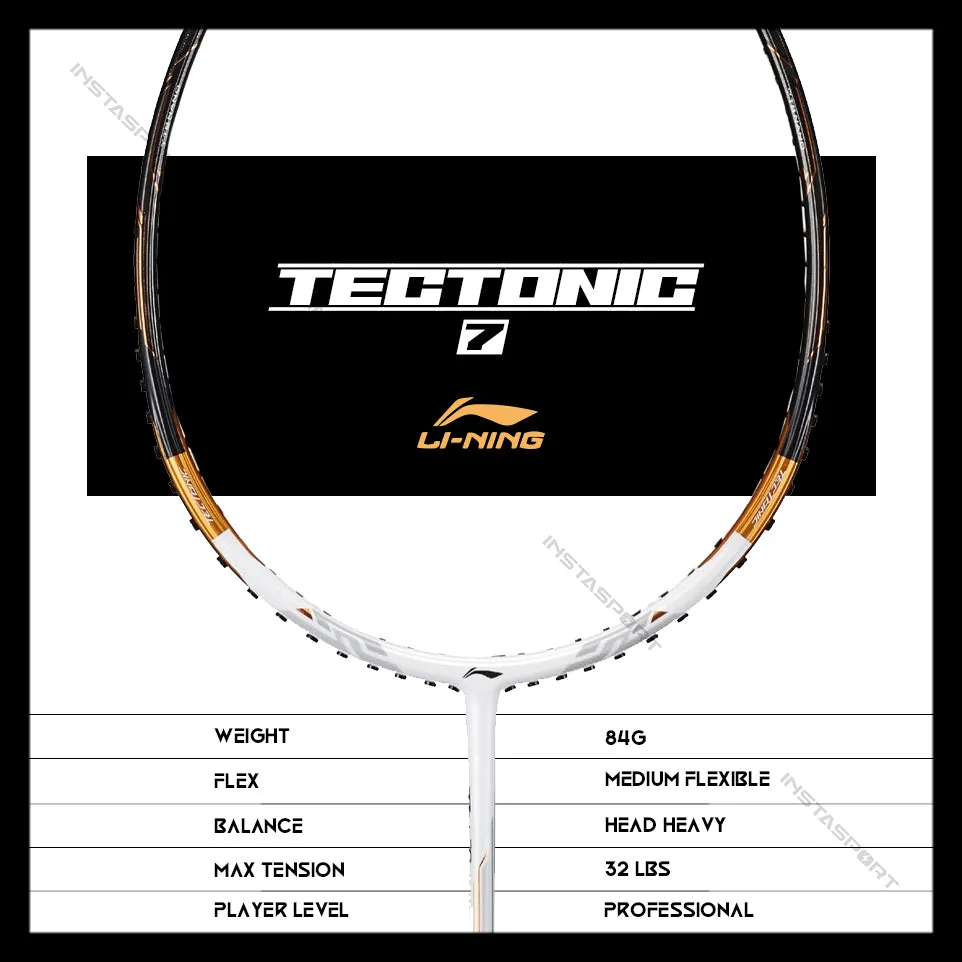 Li-Ning Tectonic 7 Badminton Racket Unstrung (White/Gold)