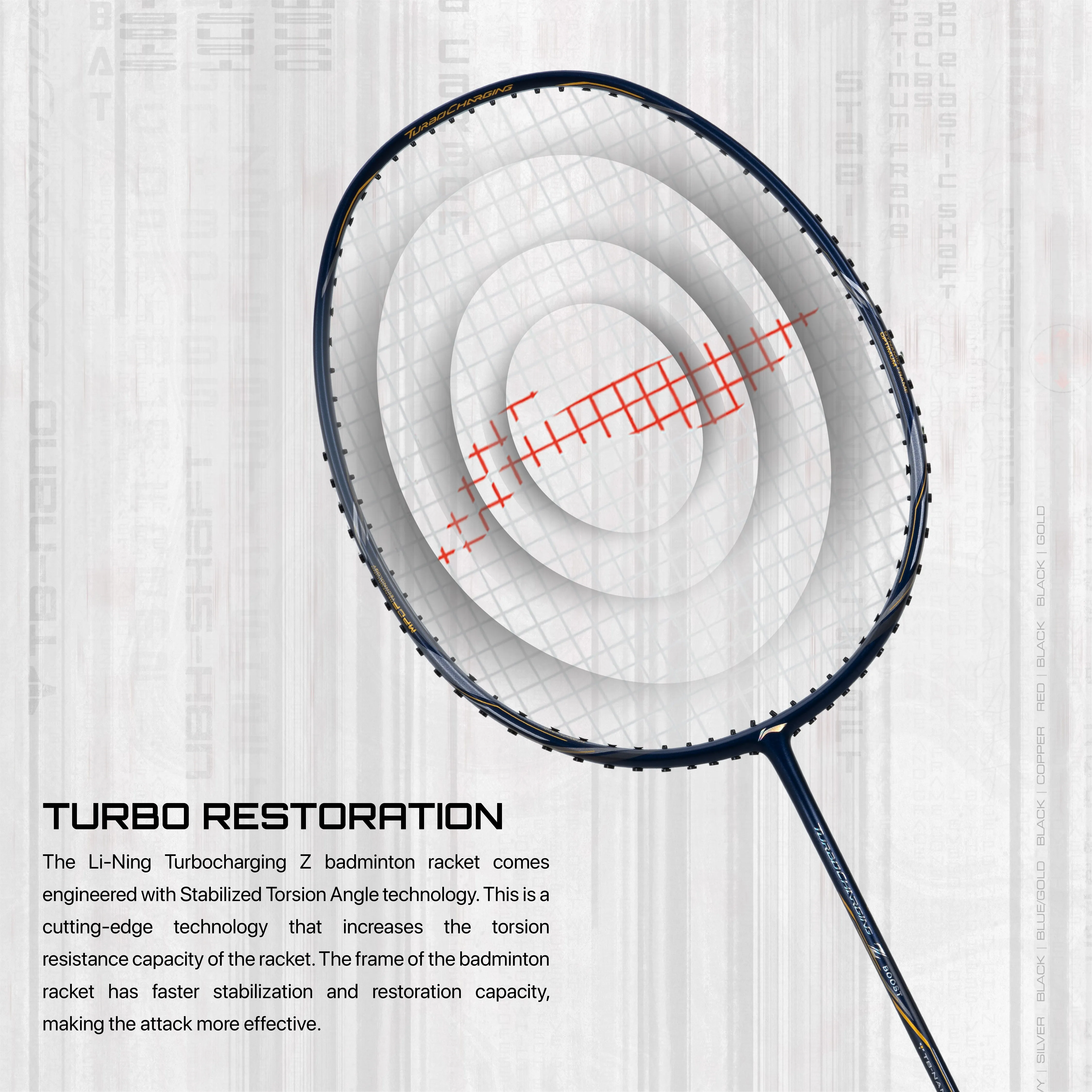 Li-Ning Turbo Charging Z Boost Strung Badminton Racquet (Blue / Grey)