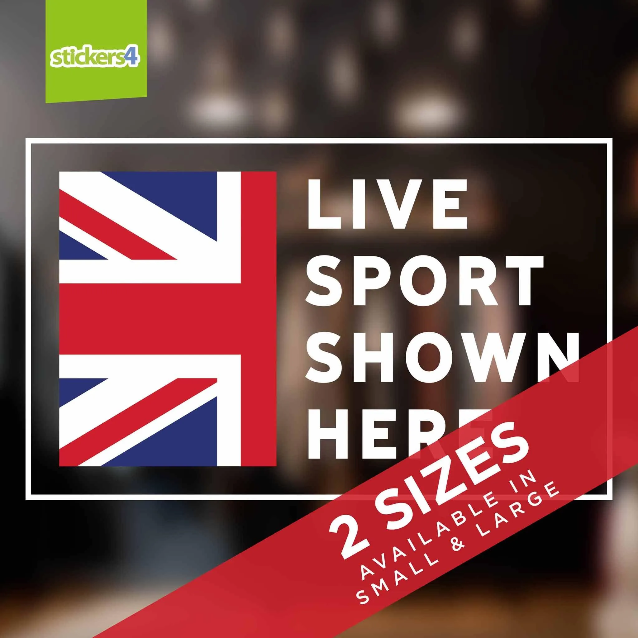 Live Sport Shown Here UK Flag Window Sticker