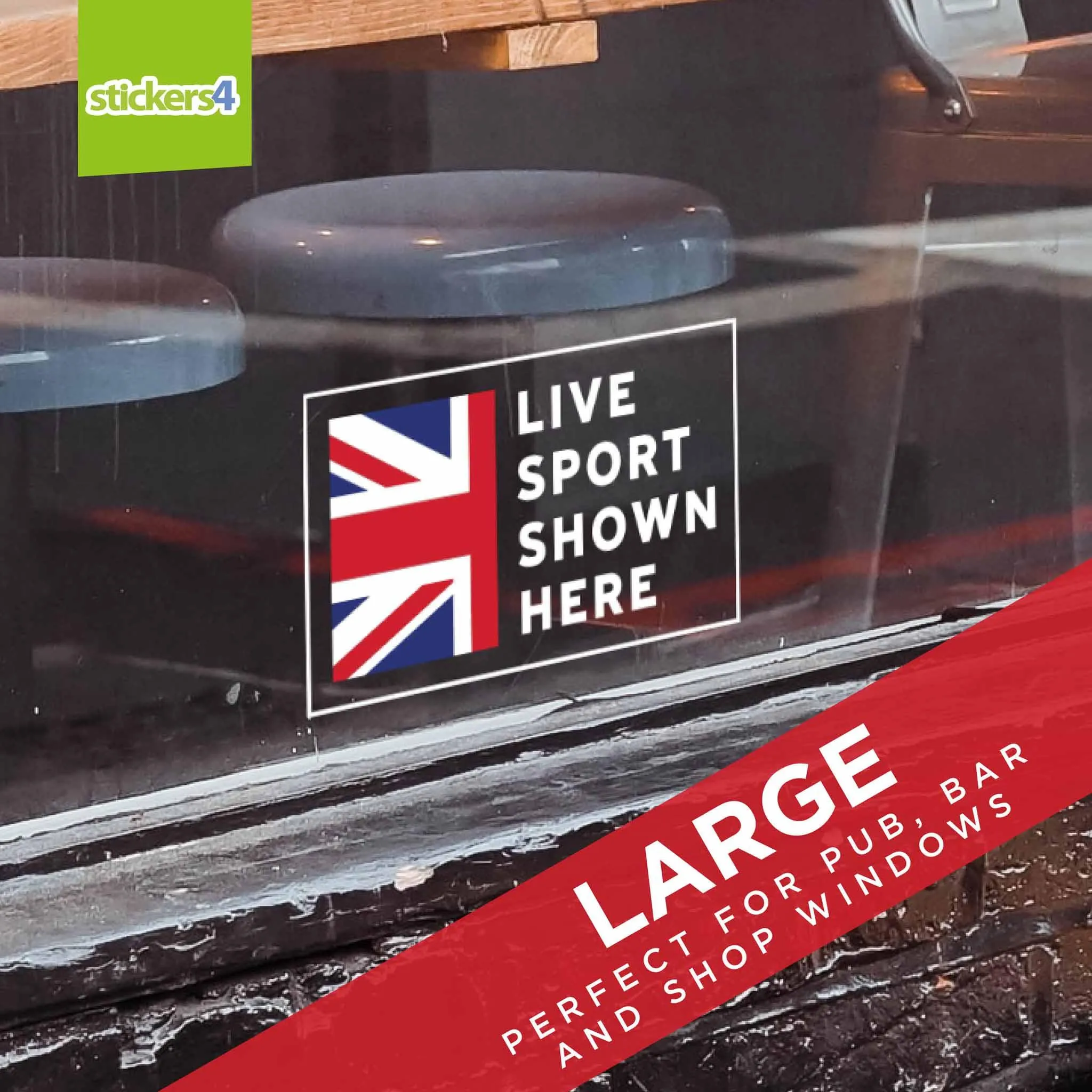 Live Sport Shown Here UK Flag Window Sticker