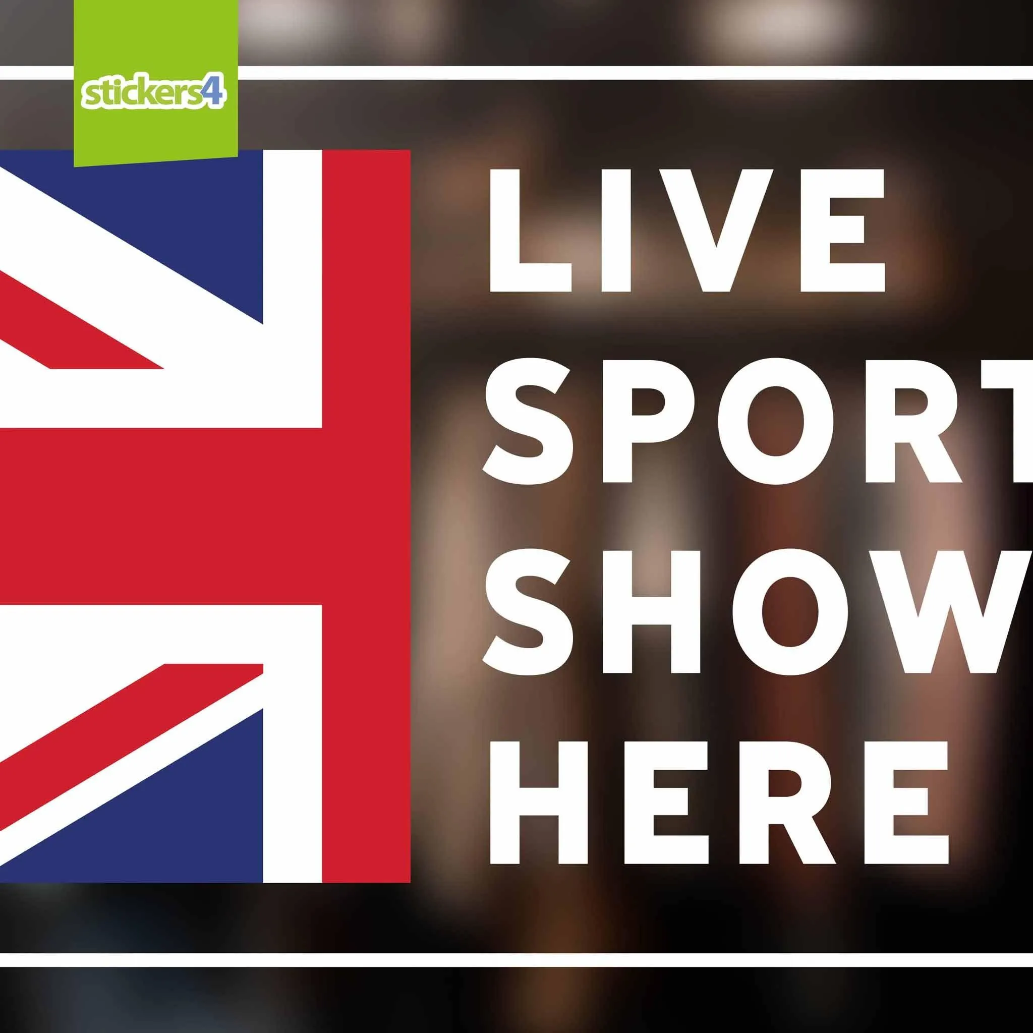 Live Sport Shown Here UK Flag Window Sticker