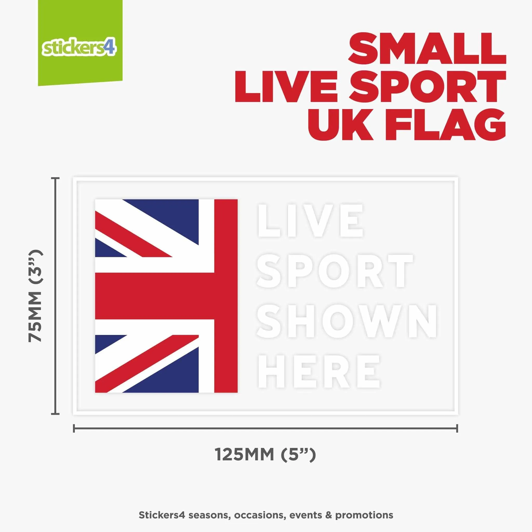 Live Sport Shown Here UK Flag Window Sticker