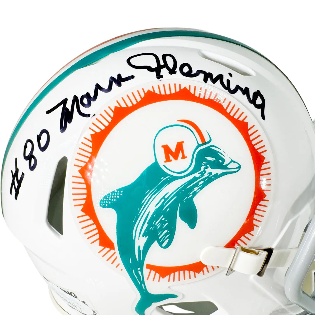 Marv Fleming Signed Miami Dolphins Throwback Speed Mini Football Helmet (JSA)