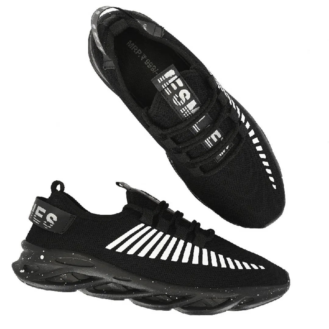 Men's Stylish and Trendy Black Printed Mesh Casual Sports Shoes