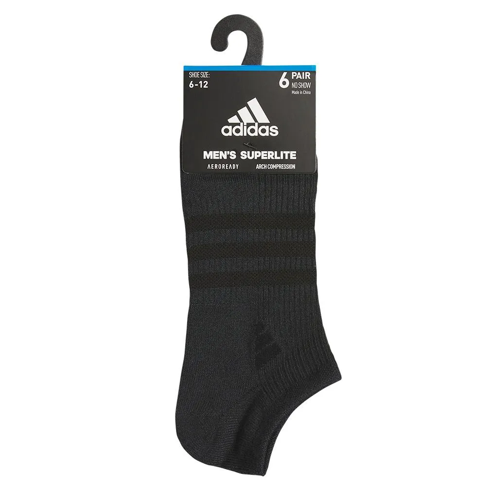 Men`s Superlite 3.0 6 Pack No Show Tennis Socks Black and Night Grey