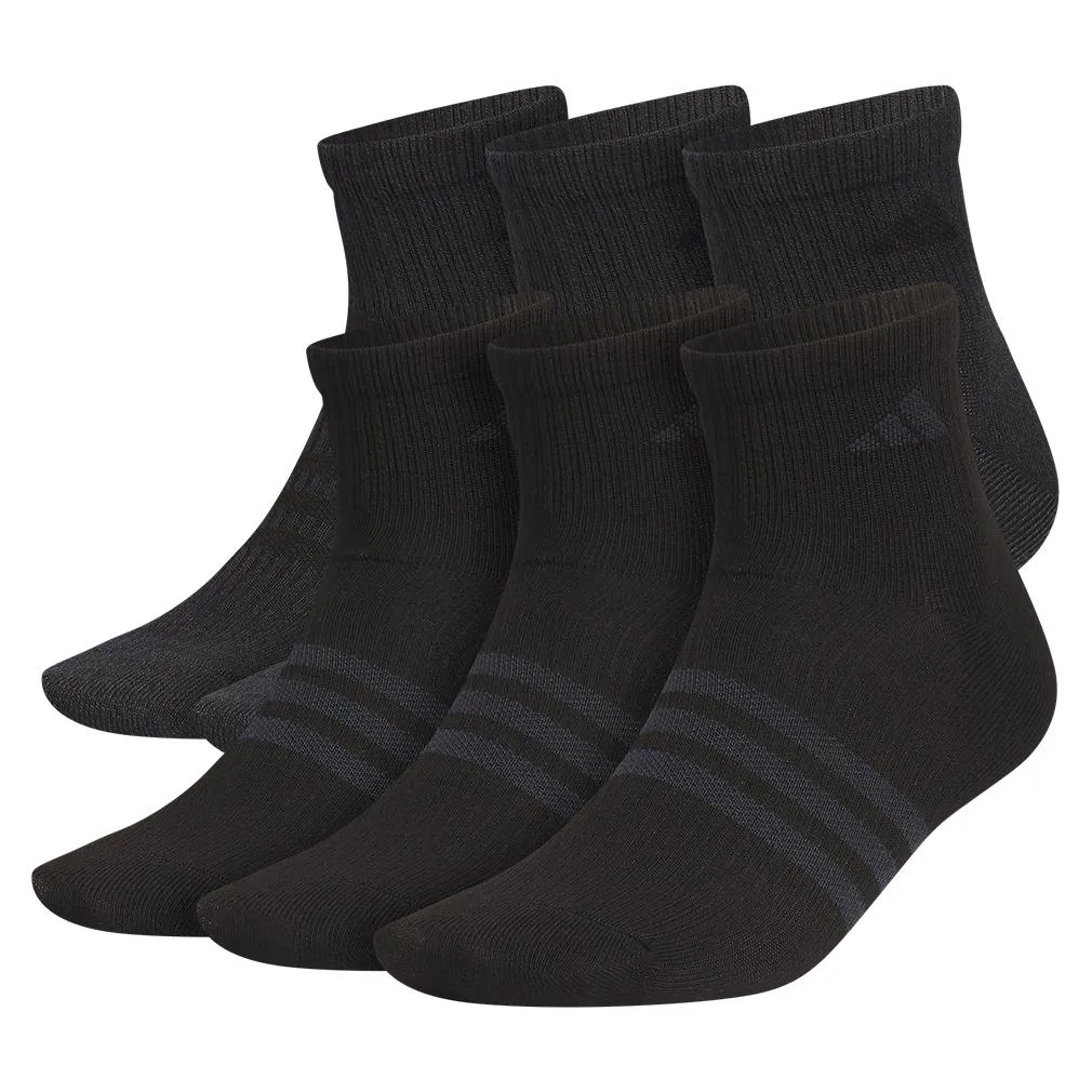 Men`s Superlite 3.0 6 Pack Quarter Tennis Socks Black and Night Grey