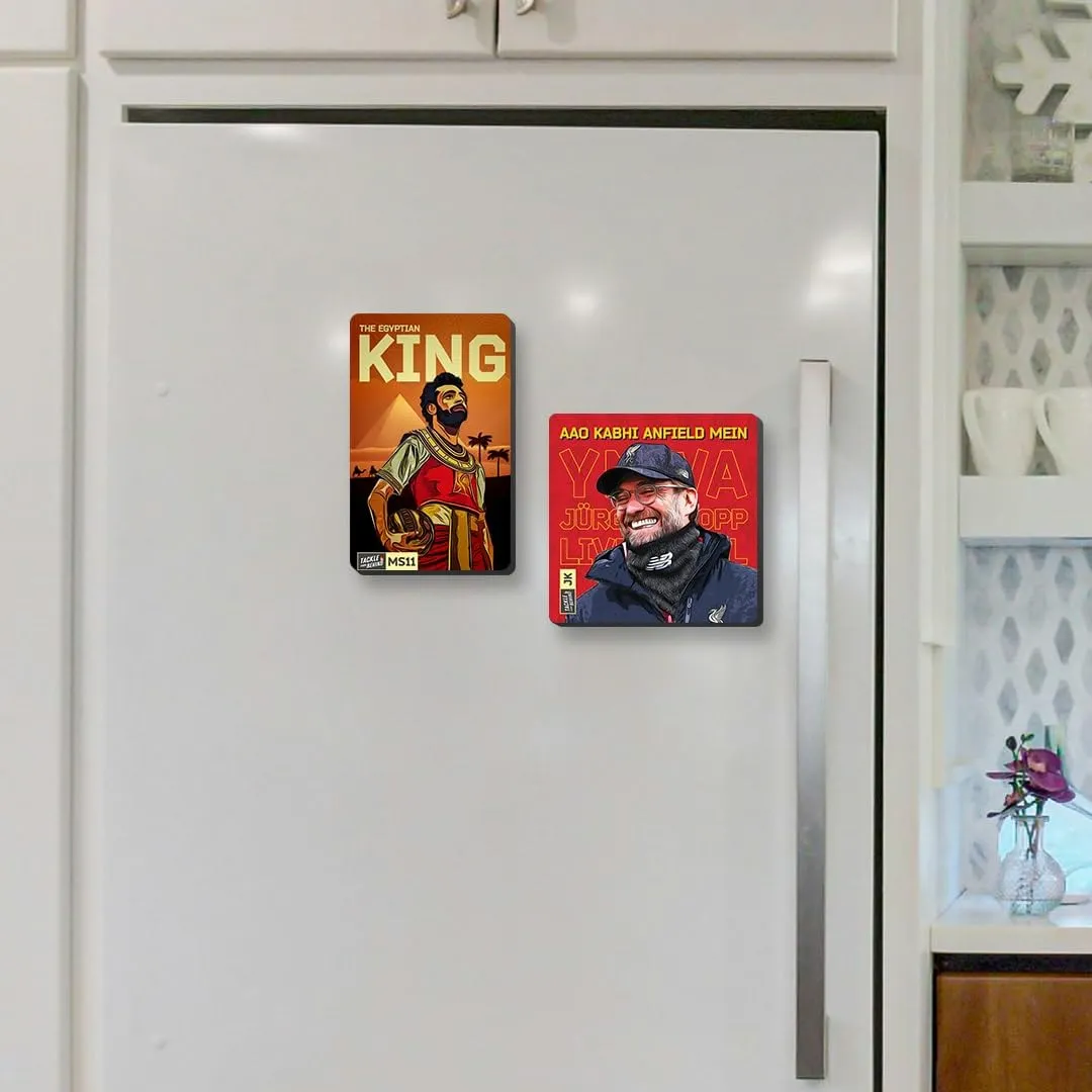 Mo Salah & Jurgen Klopp, Liverpool Football Player Design Fridge Magnets Set, 4mm Thick, Glossy Finish, Set of 2, Gift for Sports Fans (Combo of 2)