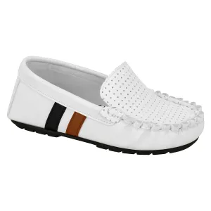 Molekinho 2142-101 Boys Boat Loafer in White Napa