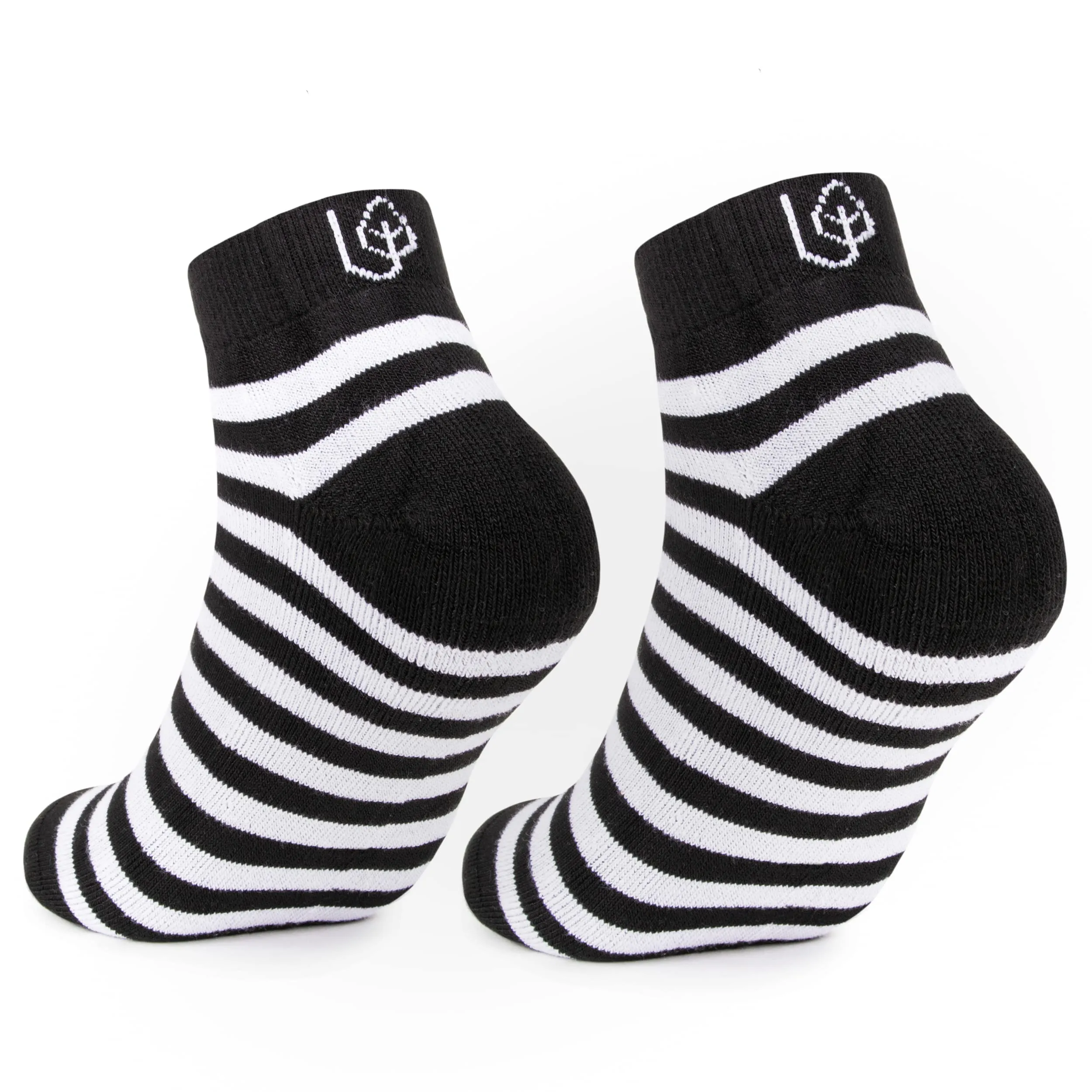 Mush Bamboo Socks for Men & Women - Ultra Soft, Breathable, Ankle socks for running, exercise & sports (White Stripes on Black, 3)