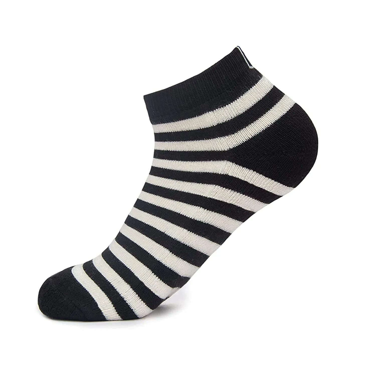 Mush Bamboo Socks for Men & Women - Ultra Soft, Breathable, Ankle socks for running, exercise & sports (White Stripes on Black, 3)