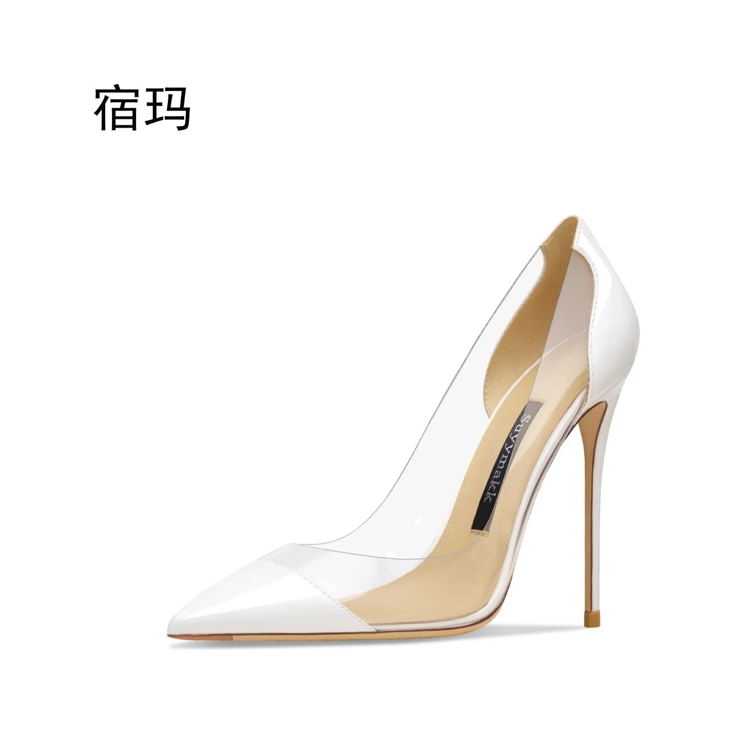 New Comfortable Clear Women Pointed Toe Pumps Clear Rhinestones High Heel Shoes